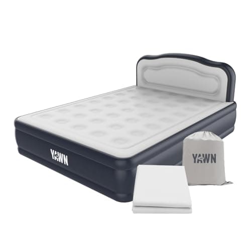 Image of YAWN AIR Deluxe Self-Inflating Airbed with Custom Fitted Sheet Included - King Size - Great Guest Bed, Camping Mattress - Built-in Pump & Headboard - Available in UK Single, Double & King
