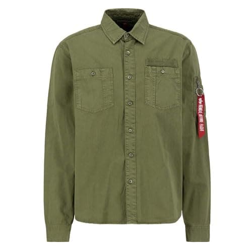 Image of Alpha Industries Air Force EMB Shirt Overshirt for Men Dark Olive