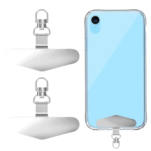 Image of YAWYO Pack of 2 Phone Lanyard Patch, Stainless Steel Phone Tether Tab, 360° Swivel Design Cellphone Patch for Most Smartphones (Silver)