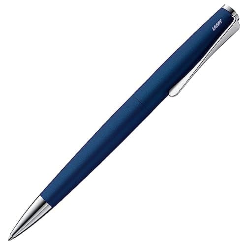 Image of Lamy studio imperialblue - ballpoint pen in elegant stainless steel casing - with propeller-shaped clip - incl. giant refill M 16 in line width M in black