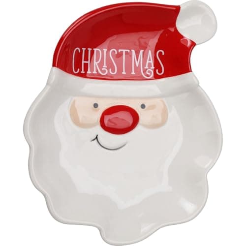 Image of Carousel Home Ceramic Santa Claus Christmas Plate | Novelty Christmas Character Snack Plate | Christmas Serving Dish Snack Nibbles Bowl - 19cm