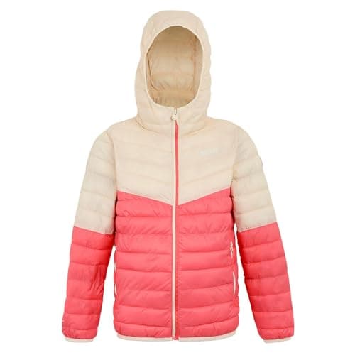 Image of Regatta Kids' Hooded Hillpack III Jacket with premium recycled synthetic down insulation, perfect for walking, outdoor activities & everyday use