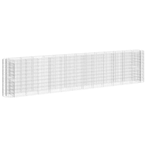 Image of vidaXL Gabion Raised Bed - Modern & Traditional Gardens - Silver Galvanised Iron - Weather - Stable Construction - Enhances Outdoor Aesthetics - Assembly Required - Dimensions: 470 x 50 x 100 cm