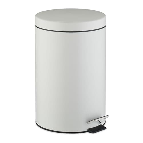 Image of Relaxdays Kitchen Bin, 20 Litres, with Lid, Removable Inner Bucket, Foot Pedal, Matte Finish, Waste Disposal, White