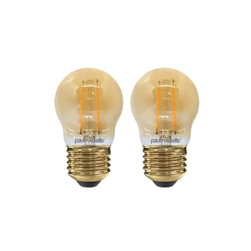 Image of paul russells LED Filament Golf Ball Light Edison Screw E27, 20W Equivalent G45 Bulb, 2.5W 200LM LED 2200K Amber Lamps, Home Ceiling Chandelier Energy Saving Non-Dimmable Lightbulbs, 2 Pack