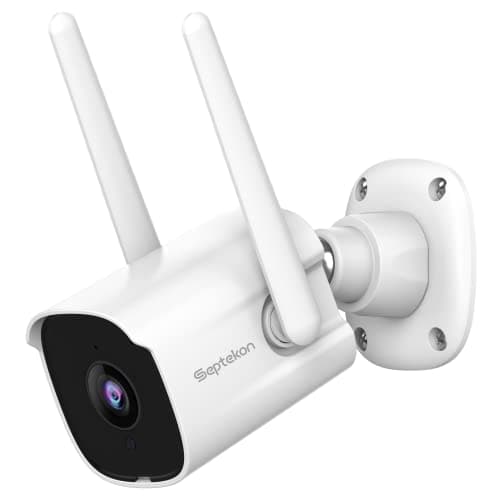 Image of Septekon Security Camera Outdoor CCTV Camera, 2K Dual Antenna WiFi Home Surveillance Cameras with IP66 Waterproof, Night Vision, AI Motion Detection, 2-Way Audio, White - P30i