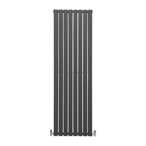 Image of Designer Radiators 180 x 56cm Flat Panel Modern Central Heating Anthracite Grey Vertical Column Double Panel Wall Mounted Slimline Kitchen Living Room Bathroom Commercial Cleaning Brush & Fixing Kit