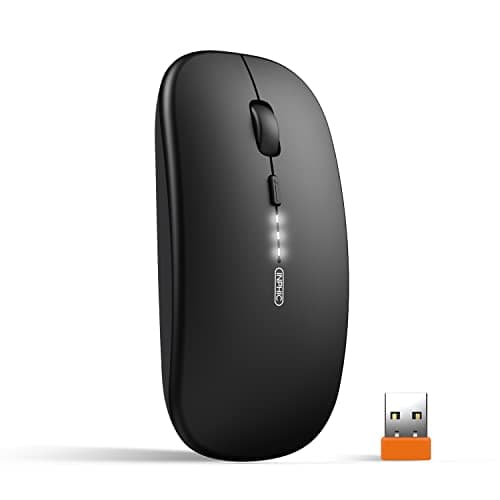 Image of INPHIC Wireless Mouse Rechargable, [Upgraded], Ultra Slim Silent 2.4G Cordless Mouse 1600 DPI with USB Receiver for Laptop PC Computer Mac Tablet, Battery Level Visible, Black