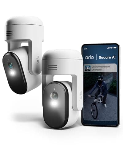 Image of Arlo Essential 3 HD 360º Pan-Tilt-Zoom Video Security Camera Outdoor, Wired Home Camera With Colour Night Vision, Spotlight, Siren, 2 Way Audio, Arlo Secure Trial Included, 2 Cameras, White
