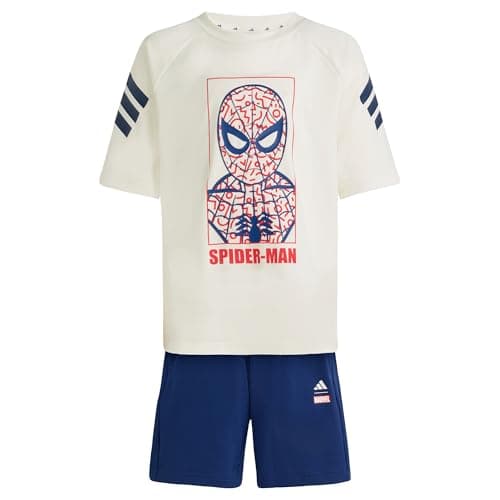 Image of adidas Unisex Kids MARVEL SPIDER-MAN SPORT SET, off white/dark blue, 9-10 Years