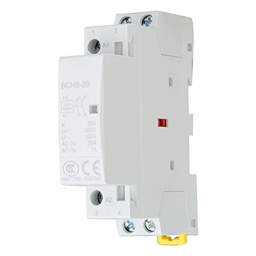 Image of 24V 20A Relay, AC Contactor 2 Pole 2NO DIN Rail Mount, Coil Voltage, for Household Electrical Systems, Industrial Control & Panel Installations
