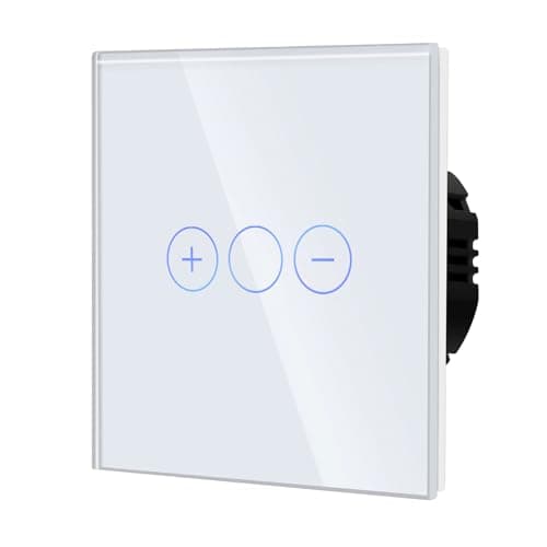 Image of BSEED Dimmer Touch Switch with Glass, No Neutral Wire Required,Tempered Glass Panel with LED Indicator, Compatible with Dimmable LED/Halogen/Incandescent,1 Gang 1 Way,86mm White