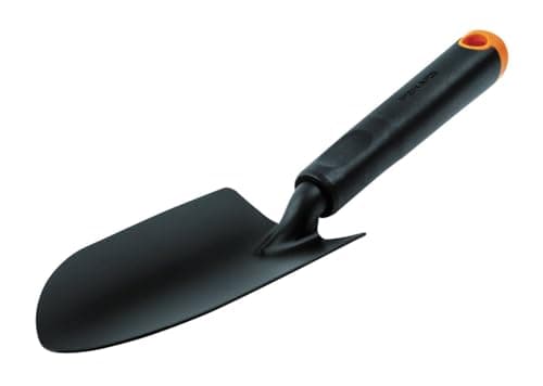 Image of Fiskars Ergo Trowel, for Tough Soil, Length 30cm, Durable Steel Head/Plastic Handle, Black/Orange, 1027017