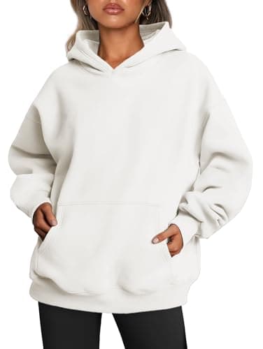 Image of Famulily Womens Spring Oversized Hoodies Simple V Neck Sweaters Outdoors Casual Long Sleeve Tops White M