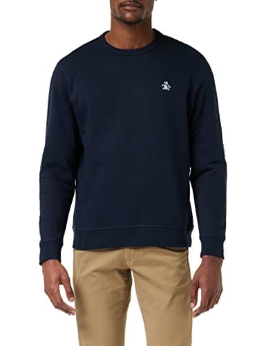 Image of Original Penguin L/S STICKER PETE FLEECE CREW Dark Sapphire