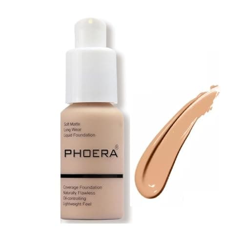 Image of Aquapurity Phoera® Full Coverage Foundation Soft Matte Oil Control Concealer 30ml Flawless Cream Smooth Long Lasting (104 BUFF BEIGE)
