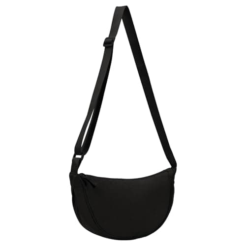 Image of Runmeihe Cross Body Crescent Bag for Women, Small Crossbody Dumpling Bag with Adjustable Strap, Sling Shoulder Bag for School Sport Casual Travel Hiking Work (Black)