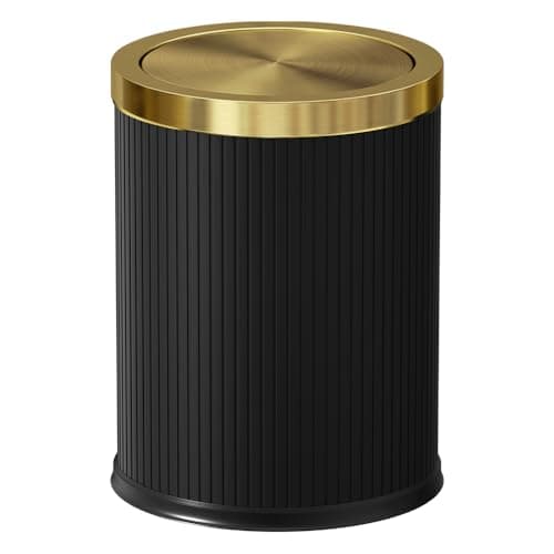 Image of LEASYLIFE 15L/4 Gallon Bathroom Gold Basket, Bathroom Waste Paper Bin, High-End Bathroom Trash Basket, Living Room, Bedroom, Office (Black)