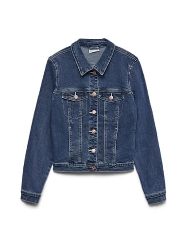 Image of VERO MODA Women's Vmluna LS Slim DNM Jacket Mix Ga Noos, Medium Blue (Medium Blue Denim), S