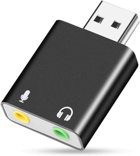 Image of USB to AUX Audio Adapter USB Sound Card, External Sound Card with 3.5mm Jack for Headphones & Mic, Plug & Play Stereo Converter for PC, Mac, PS5, Steam Deck, Laptop DJ Mixer