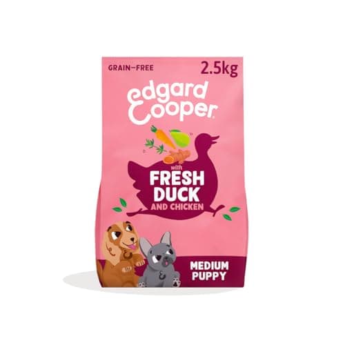 Image of Edgard & Cooper Grain Free Dry Dog Food For Medium Breed Puppy Dogs (2.5kg), Fresh Duck & Chicken, Fibre Balanced Tailored To Tummy Needs, With Carrot, Turmeric, Thyme & Pear, Never Meat Meal