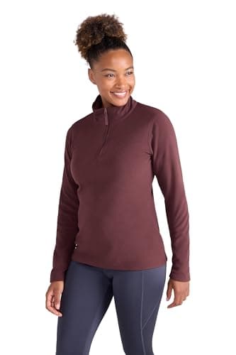 Image of Mountain Warehouse Camber Half Zip Women's Fleece - Lightweight, Warm & Cosy Half Zip Sweatshirt - Best for Spring Summer, Camping, Outdoors, Travelling & Hiking Brown (Plain) M
