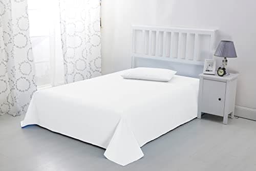 Image of Sonia Linens Home Basic Soft Brushed Microfibre Flat Sheet - Non Iron Breathable Hypoallergenic Top Sheet (White, Single)