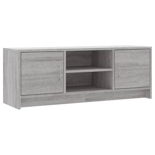 Image of vidaXL Engineered Wood TV Cabinet - Grey Sonoma Finish, Media Unit with 4 Compartments and Doors, For Living Room and Bedroom