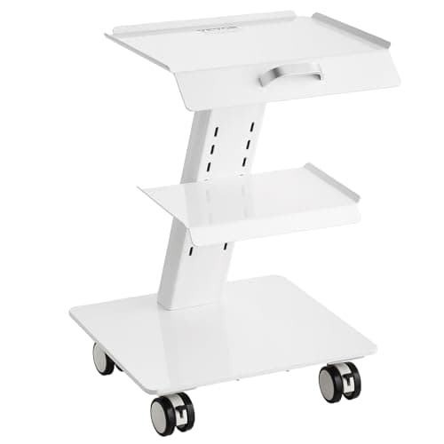 Image of VEVOR Lab Trolley, 3-Layer Rolling Lab Cart, Metal Mobile Trolley with Swivel Wheels, Tray Rolling Clinic Cart 220 lbs Weight Capacity, for Lab, Clinic, Beauty and Salon