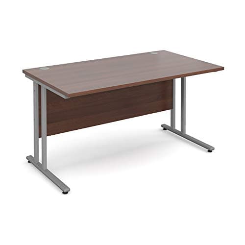 Image of DAMS Maestro 25 SL straight desk 1400mm x 800mm - silver cantilever frame, walnut top