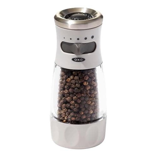 Image of OXO 11312500 Good Grips Contoured Mess-Free Pepper Grinder, Ceramic, Gray