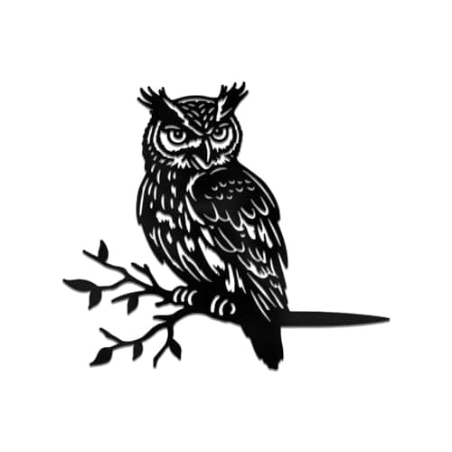 Image of WADORN Owl on Branch Metal Yard Art Decor, Owl Bird Stainless Steel Outdoor Tree Silhouette Stake for Tree Yard Garden Patio Animal Outdoor Decor Gift for Housewarming Home Art Decor