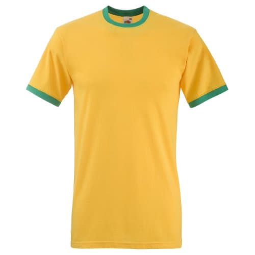 Image of Fruit of the Loom Mens Valueweight Short Sleeve T-Shirt, Sunflower/Kelly Green, M