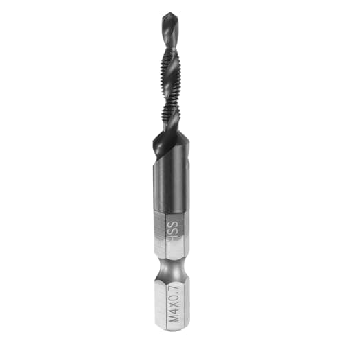 Image of sourcing map Combination Drill and Tap Bit, Metric M4 x 0.7 Thread 1/4" Hex Shank, TiCN Coated Threading Screw Taps Spiral Flute Tapping Tool, High Speed Steel (HSS) 6542