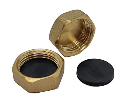Image of Pipestation Blanking Caps 3/4" Pack of 2 - For Washing Machine and Sink Waste Pipe - Durable Brass Construction for Plumbing - Radiator Blanking Cap - Washers Included
