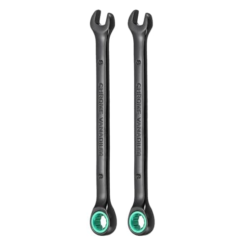 Image of sourcing map 2pcs Ratcheting Combination Wrench 8mm Metric 12 Point CR-V Electrophoresis Lengthen Double Box Open-Ended Ratchet Wrenches with 72 Tooth 5° Swing Industrial Grade Spanner