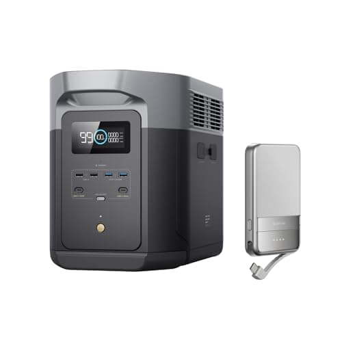 Image of ECOFLOW DELTA 2 Max Portable Power Station with Magnetic Power Bank 5000mAh, Expandable 2-6kWh, LFP Battery 3000 Cycles|AC+Solar 80% Charge in <1Hr|Up to 3100W Output Fume-Free|Quiet Backup Generator
