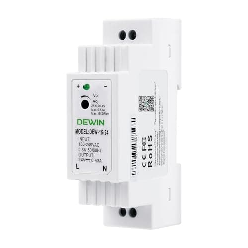 Image of DEWIN Switching Power Supply, 24V 0.63A Din Rail Power Supply Transformer for Industrial Automation Equipment Ring Doorbell Transformer (DEW-15W-24V)