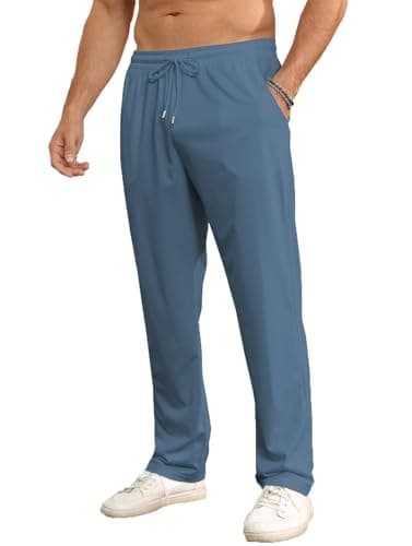 Image of Halfword Joggers Men Sweatpants Casual Trousers Bottoms Loose Fit Jogging Track Lounge Pants Pockets Training Gym Running Blue L