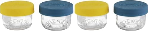 Image of Kilner Snack and Store Pots Set of 2 Glass Jars with Leak-Proof Silicone Lids 0.125 Litre Each Perfect for Seeds, Nuts, Fruit, Veggies and Snacks (Pack of 2)