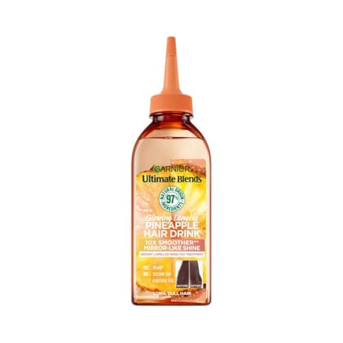 Image of Garnier Instant Lamellar Water, Rinse-Out, Liquid Conditioner, For Long Dull Hair, Frizz Free, Mirror Like Shine, Ultimate Blends Glowing Lengths Pineapple, Hair Drink, 200ml