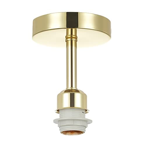Image of Happy Homewares Polished Brass Plated Ceiling Light Fitting for Industrial Style Light Bulbs | 12cm x 17cm | Suitable for Lamp Shades with E27 Lamp Holder
