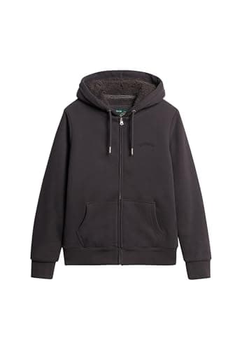 Image of Superdry Women's Borg Lined Zip Hoodie, Bison black, 16