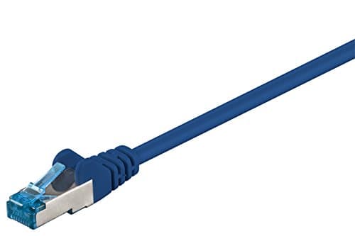 Image of Goobay 92724 CAT 6a Patch Cable Ethernet Cable Double Shielded S-FTP up to 10000 Mbits, 500 Mhz, Halogen-Free Copper Cable, RJ-45 Connectors, Gold Plated Contacts 3m Blue