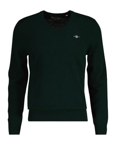 Image of GANT Extrafine Lambswool V-Neck, Tartan Green, XXXL