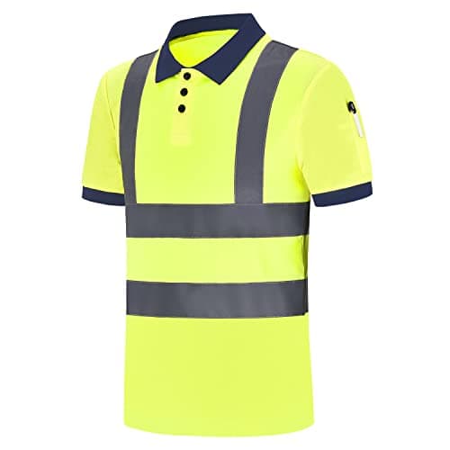 Image of AYKRM Yellow Hi Vis Viz Visibility Safety Work Polo Shirt hi vis Polo Shirt (XS-8XL)