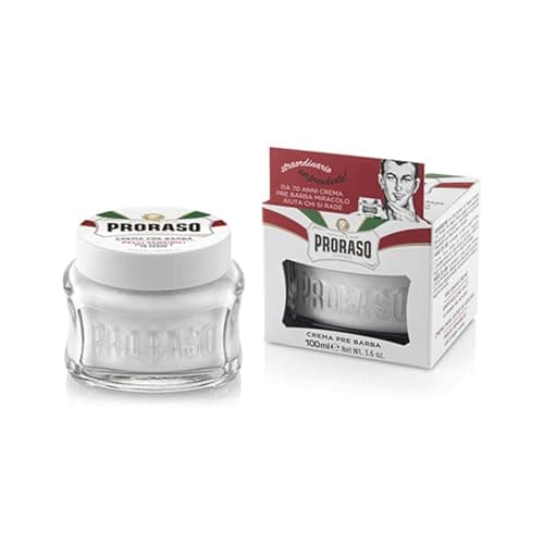 Image of Proraso Pre Shave Cream, 100ml, Sensitive Pre Shaving Cream for Men Softens Skin with Oat and Green Tea Extracts, Made in Italy, White