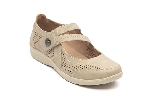 Image of Cushion Walk Womens Sandal Slip-on Summer Mary Jane Casual Lightweight Shoe Sizes 3-8 (Beige 1, UK Footwear Size System, Adult, Women, Numeric, Medium, 7)