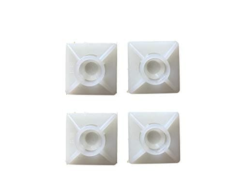 Image of Gocableties 100 Pack of White Cable Tie Bases - 19mm x 19mm (3/4") - Premium Adhesive Fixing Mounts