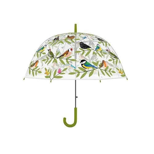 Image of Esschert Transparent umbrella bird design., White.